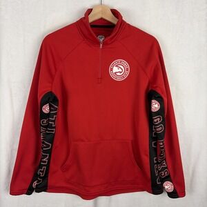 Atlanta Hawks Pullover 1/4 Zip Performance‎ Shirt Mens Large Red Hand High